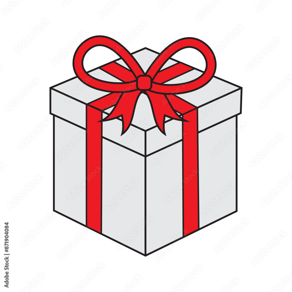 Obraz premium A hand-drawn gift box. A festive box with a bow. Vector illustration.