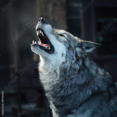 crying howling wolf photo