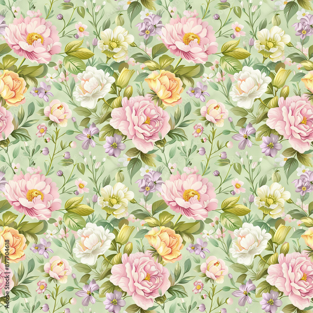 Fototapeta Floral variety color, form nature, seamless fabric pattern.