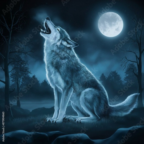 mythical howling wolf photo