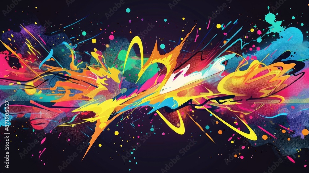 Vibrant comic pop art background with a dynamic thunderbolt illustration, featuring bold colors and a cartoonish style Vibrant comic pop art background with a dynamic thunderbolt illustration, featuring bold colors and a cartoonish style