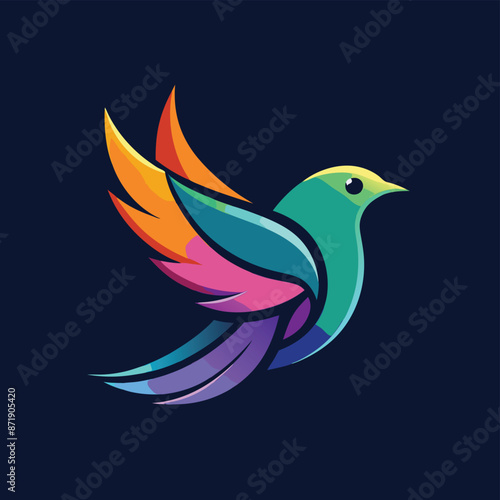 Bird on branch for Beauty salon logo hipster retro vintage design monoline line art vector illustration. Ai generate