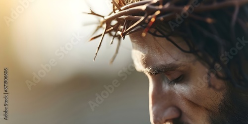 A depiction of Jesus sacrificial love enduring humiliation and death to save humanity. Concept Religious Art, Jesus Christ, Sacrifice, Redemption, Salvation