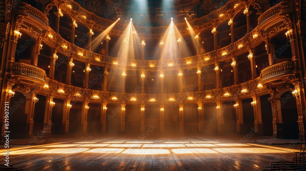 Obraz premium Sunlight Streaming Through the Balcony of an Ornate Opera House