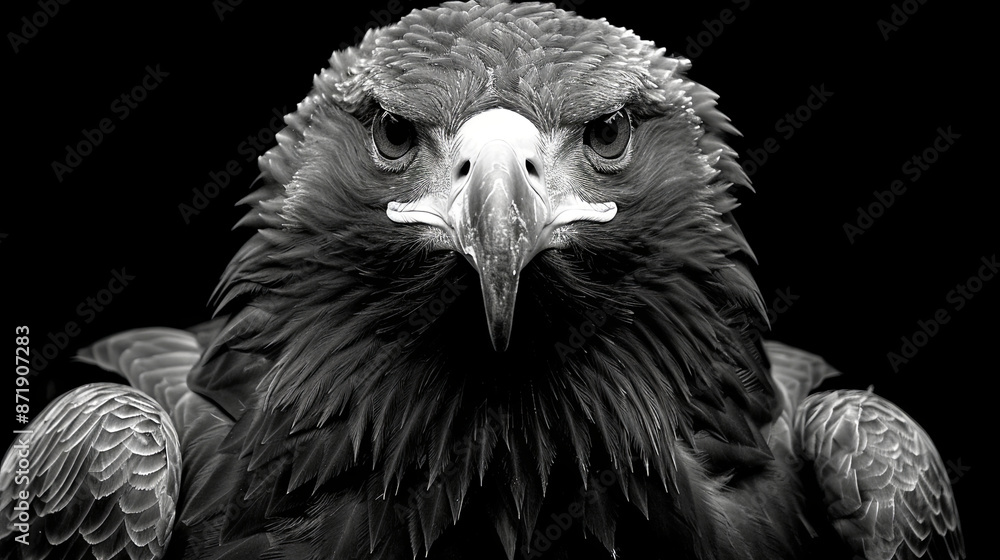 A black and white photo of a bird with its head turned to the side