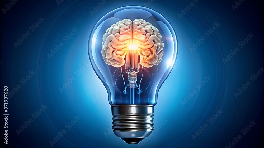 Bulb with human brain, brainstorming concept – vector Bulb with human brain, brainstorming concept – vector