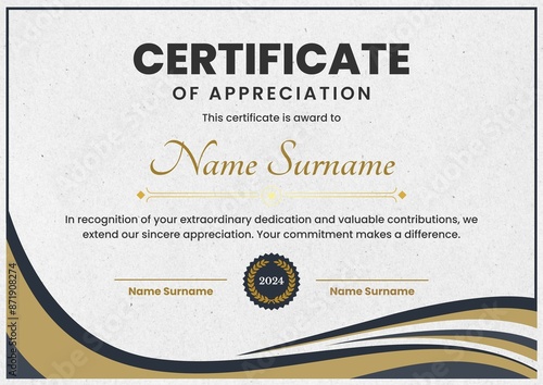 award certificate template design, Certificate of Appreciation template, Certificate of achievement, awards diploma. day 104