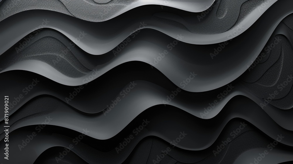 Abstract Black 3D Wavy Shapes Background Design Abstract Black 3D Wavy Shapes Background Design