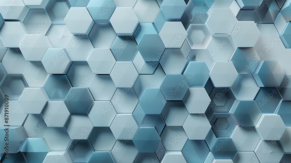Abstract hexagonal background with 3D blue shapes, ideal for modern design projects Abstract hexagonal background with 3D blue shapes, ideal for modern design projects