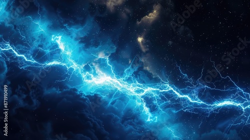 Abstract Blue Energy Wave in Deep Space - Cosmic Light Flow for Digital Art, Background, and Design