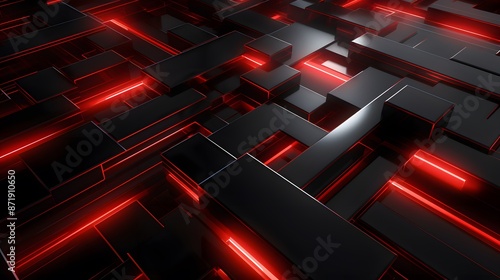
3d rendering of red and black abstract geometric background. Scene for advertising, technology, showcase, banner, game, sport, cosmetic, business, metaverse. Sci-Fi Illustration. Product display