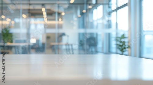 Wallpaper Mural Abstract blurred image of a modern office corridor illuminated by bright ceiling lights, conveying work atmosphere Torontodigital.ca