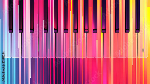 Abstract background with piano keys, vector illustration, colorful stripes, gradient colors, minimalism, simple shapes, geometric patterns photo