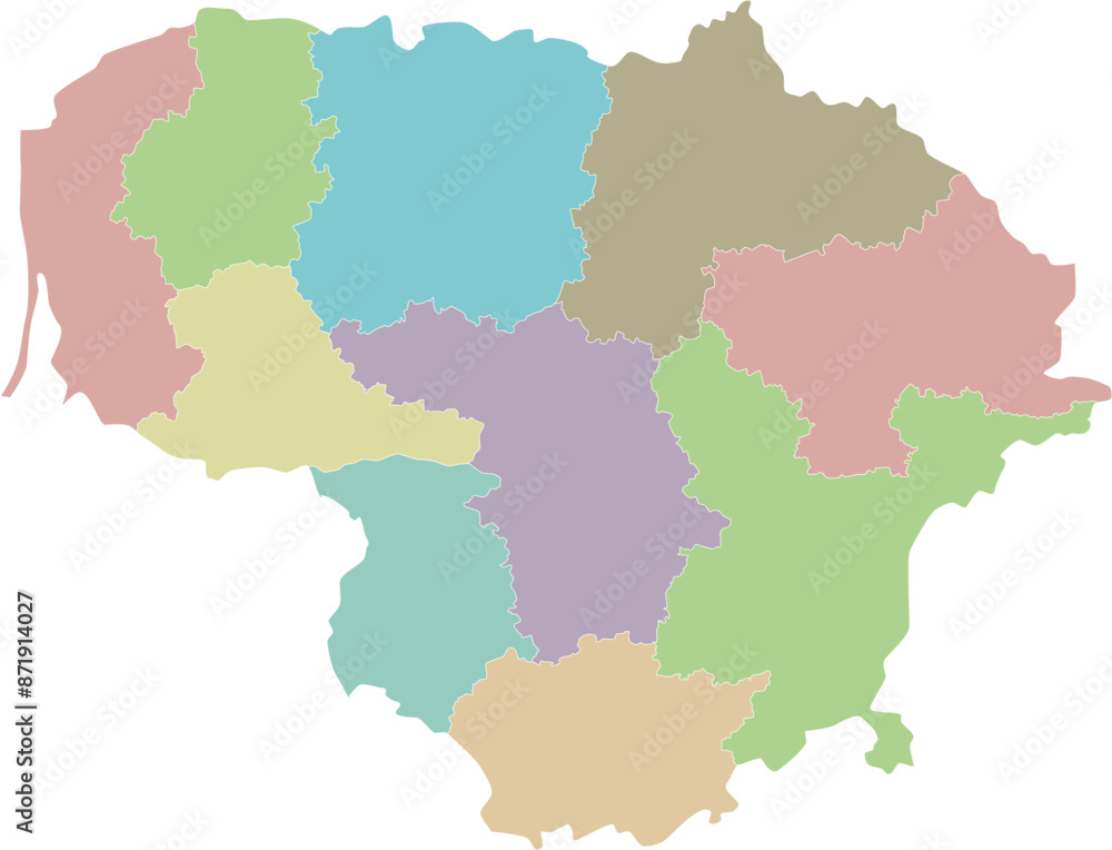 Vector regional blank map of Lithuania with counties and administrative divisions. Editable and clearly labeled layers. Vector regional blank map of Lithuania with counties and administrative divisions. Editable and clearly labeled layers.