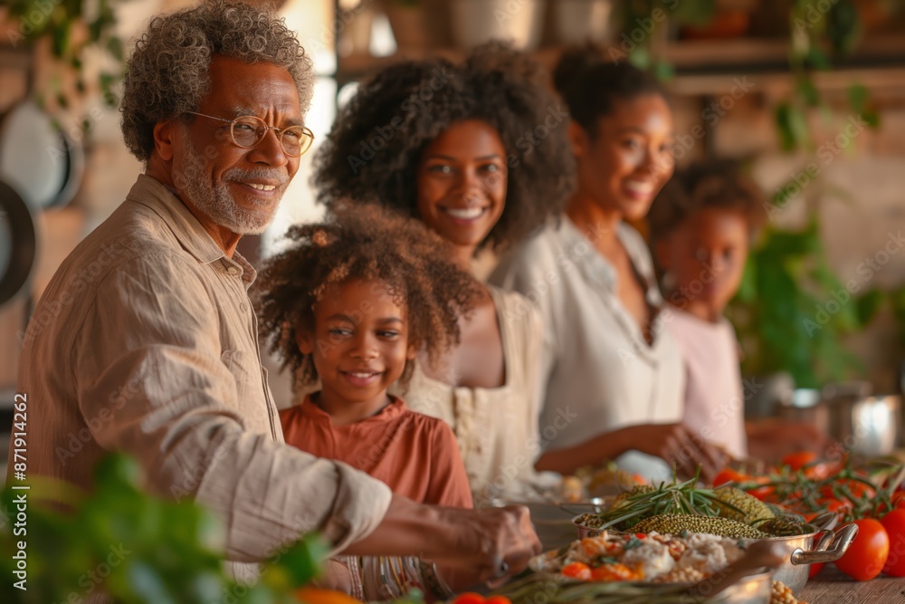 Smiling family gathered around a table, enjoying a meal together. Smiling family gathered around a table, enjoying a meal together.