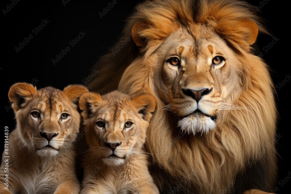 Fototapeta premium Focus lions revealing family essence with stunning realism, generative IA