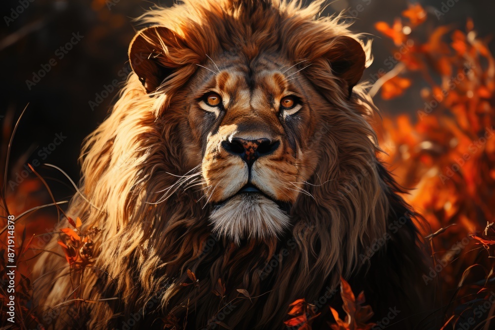 Fototapeta premium Leonino in brushstrokes an impressionist odyssey in the African jungle, generative IA