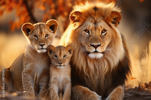 Focus lions revealing family essence with stunning realism, generative IA