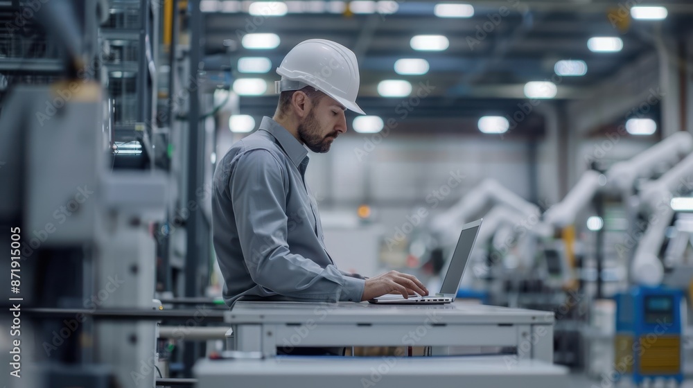 The engineer at factory laptop. The engineer at factory laptop.