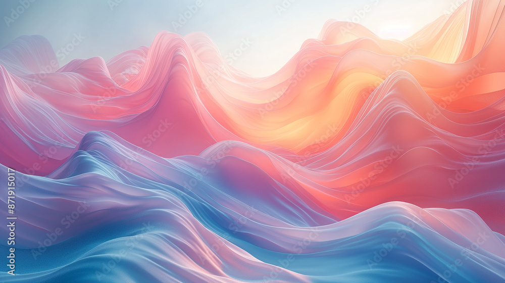 AI Generated Flowing Fabric Hills in Sunset Pastels AI Generated Flowing Fabric Hills in Sunset Pastels