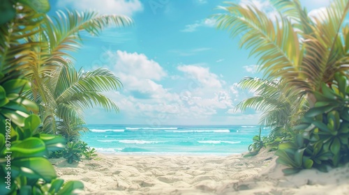 Ina seamless looping time-lapse virtual 4k video animation background of the beach decoration in the summer time.
