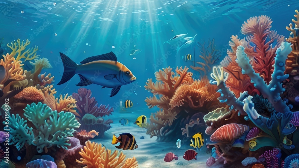 Fototapeta premium coral reef with fish and coral