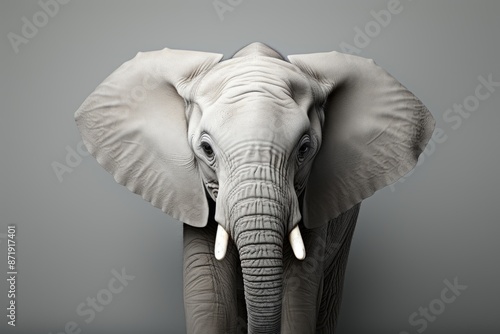 Minimalist silhouette the gray majesty of an elephant on the scene, generative IA © JONATAS