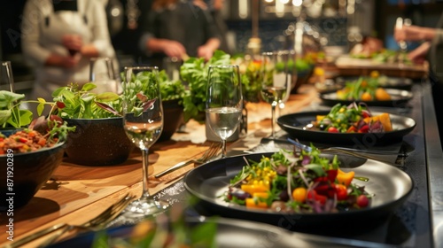 farm-to-table dinner event, where guests enjoy a meal made entirely from fresh, organic © Thirawat