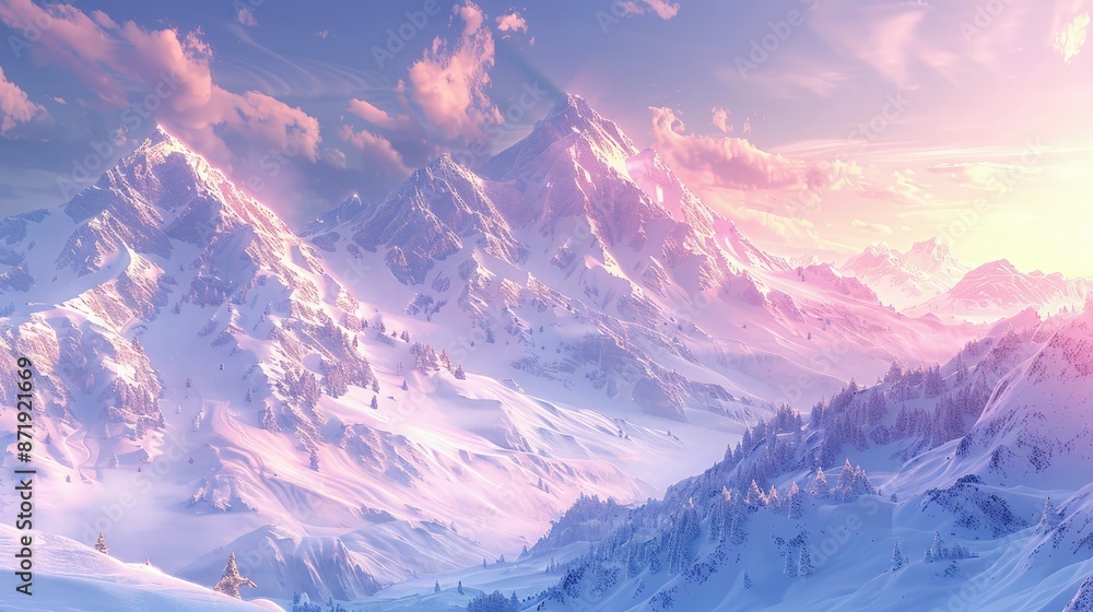 Majestic Mountain Landscapes and Snowy Peaks, Winter Wonderland: Stunning Views of Snow-Covered Peaks. Majestic Mountain Landscapes and Snowy Peaks, Winter Wonderland: Stunning Views of Snow-Covered Peaks.