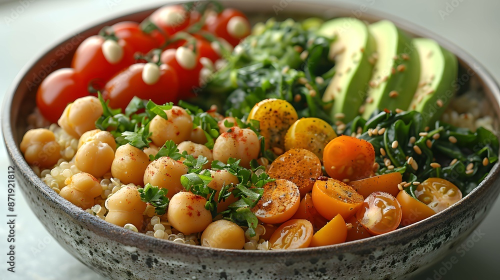 Vegan Buddha bowl with chickpeas and tahini dressing. Vegan Buddha bowl with chickpeas and tahini dressing.