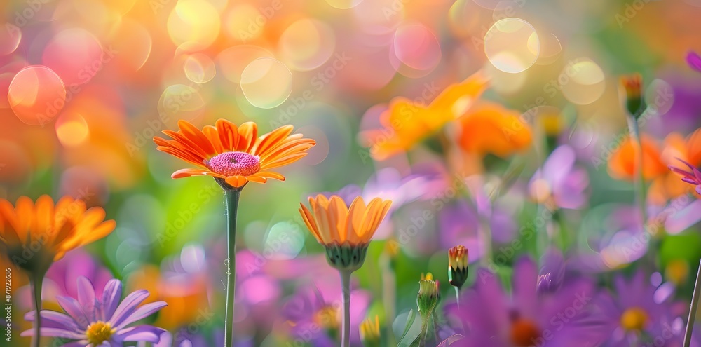 Obraz premium Vibrant Flower Meadow in a Sunny Day