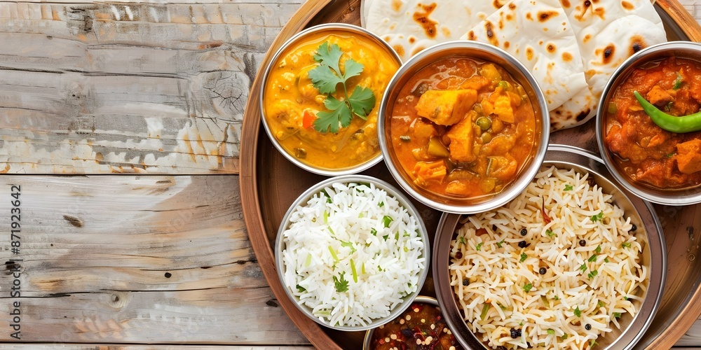 Indian vegetarian thali a traditional and flavorful meal option. Concept Indian Cuisine, Vegetarian Recipes, Traditional Cooking, Flavorful Dishes, Food Culture Indian vegetarian thali a traditional and flavorful meal option. Concept Indian Cuisine, Vegetarian Recipes, Traditional Cooking, Flavorful Dishes, Food Culture