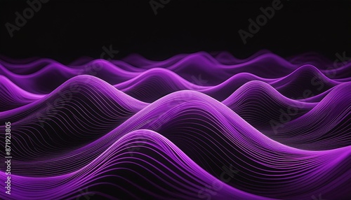 Network technology. Futuristic tech black background and purple waves Low poly wire illustration © Thestudio