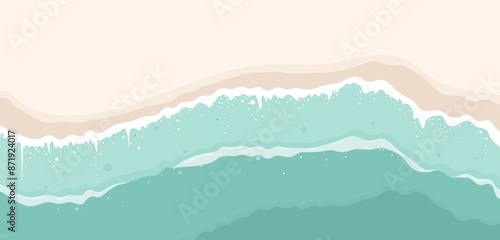 Beach. horizontal coastline. Banner, background of summer time and summer vibes, the background of a tropical beach. sand and waves