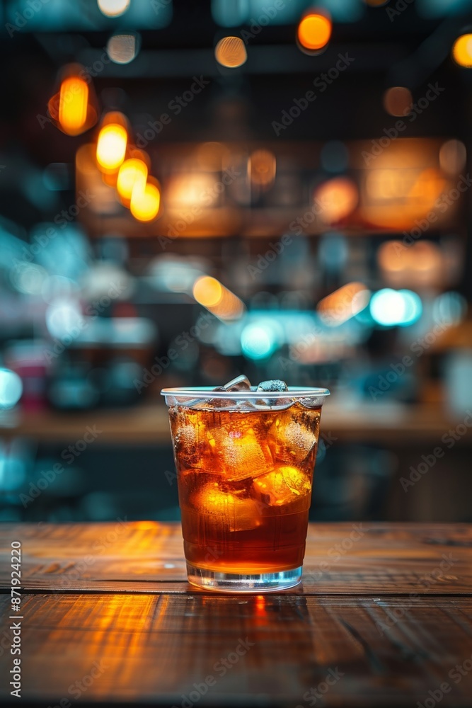 Iced coffee, latte, macchiato on wooden counter table top. Barista, bistro, outdoor. Room for copy space. Iced coffee, latte, macchiato on wooden counter table top. Barista, bistro, outdoor. Room for copy space.