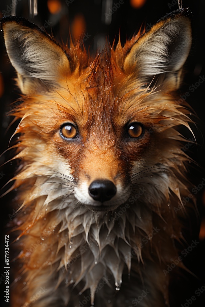 Fototapeta premium Expressionist Raposa intense brushstrokes reveal the dramatic reality of a singl, generative IA