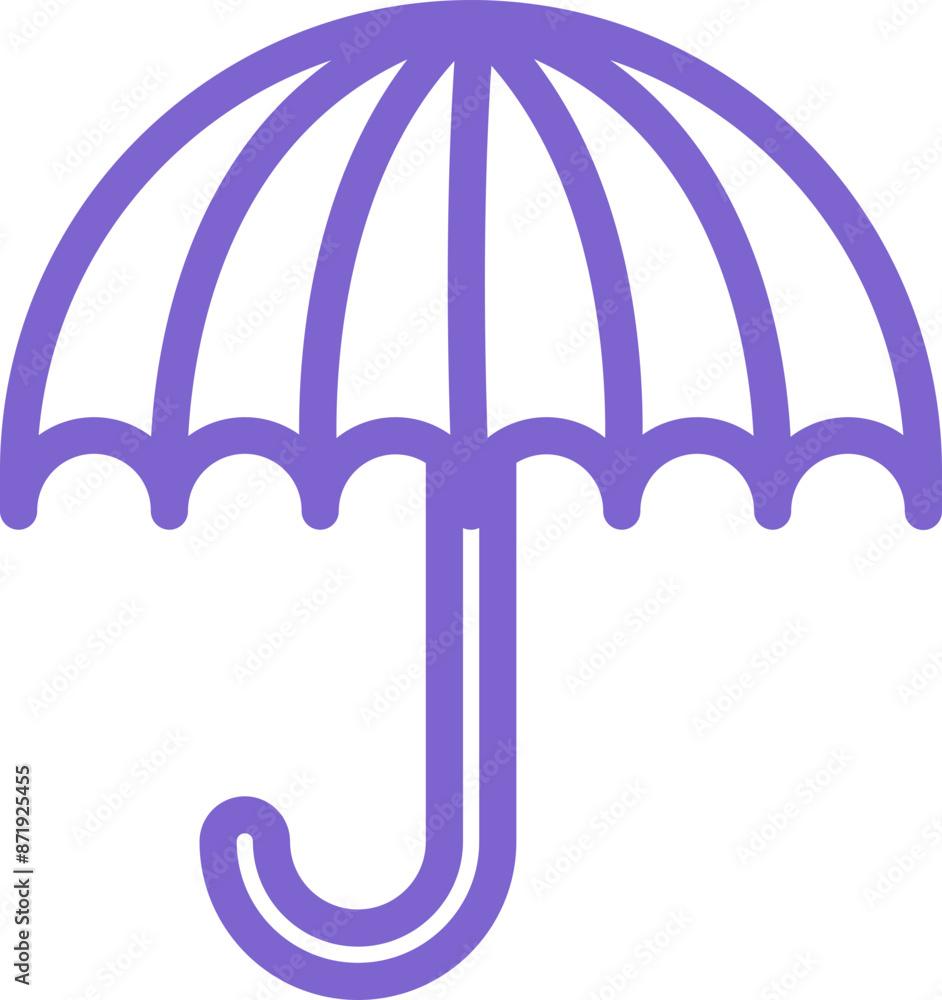 Open umbrella icon with handle, concept of protection and safety, vector design Open umbrella icon with handle, concept of protection and safety, vector design