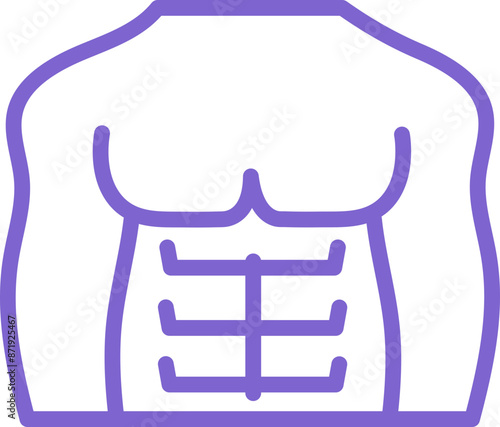Muscular male body and six pack icon
