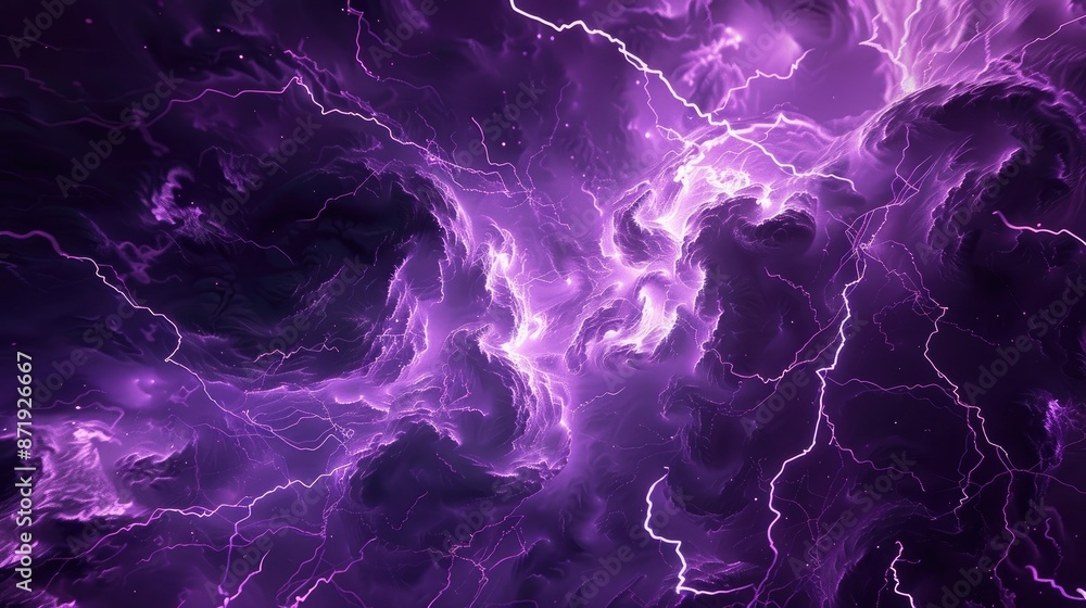Obraz premium A vibrant 3D rendering captures the intensity of a colored lightning strike. Dynamic, Ai Generated.