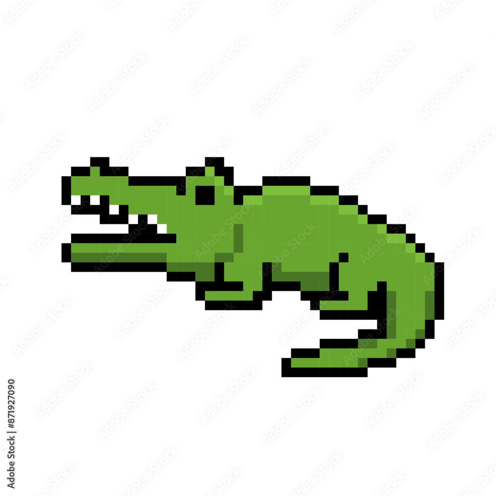 Fototapeta premium green crocodile icon pixel art