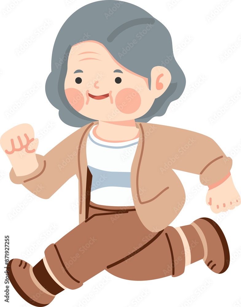 Fototapeta premium Attractive older woman running cartoon