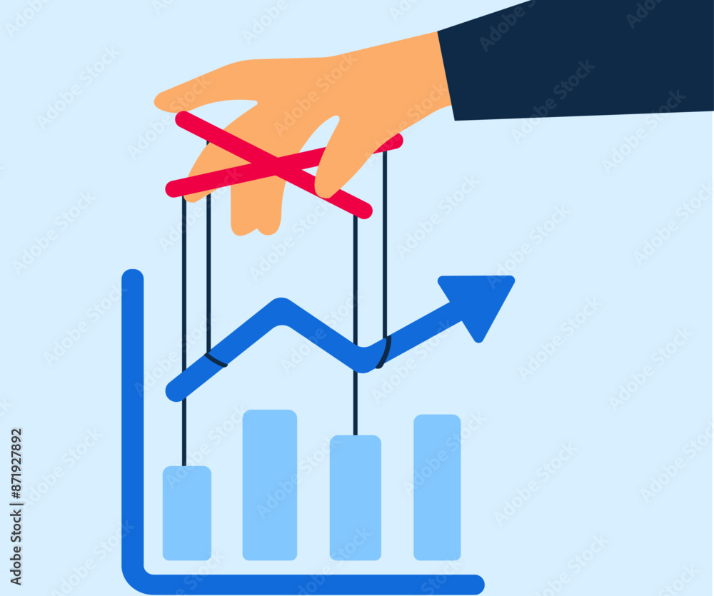 Fototapeta premium Manipulation of stock or financial market trends illustration