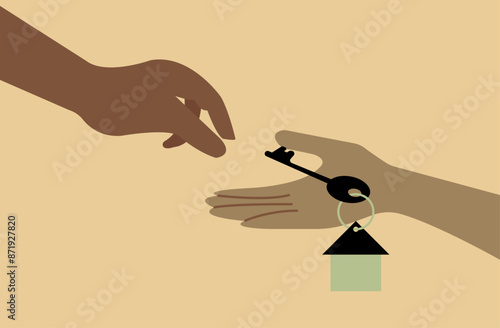 Handing over home, accomodation real estate illustration