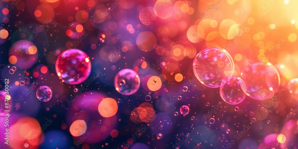 A captivating scene of bubbles floating in colorful light, creating a dreamy and festive atmosphere. A captivating scene of bubbles floating in colorful light, creating a dreamy and festive atmosphere.