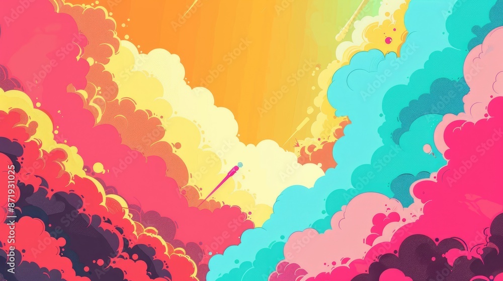 Obraz premium Vibrant and colorful psychedelic trip with DMT effect, featuring a beautiful and bright poster