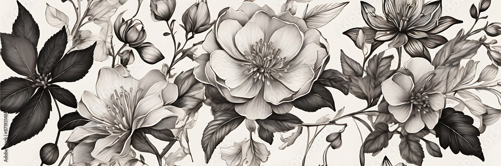 flowers ink drawing elegant background wallpaper flowers ink drawing elegant background wallpaper