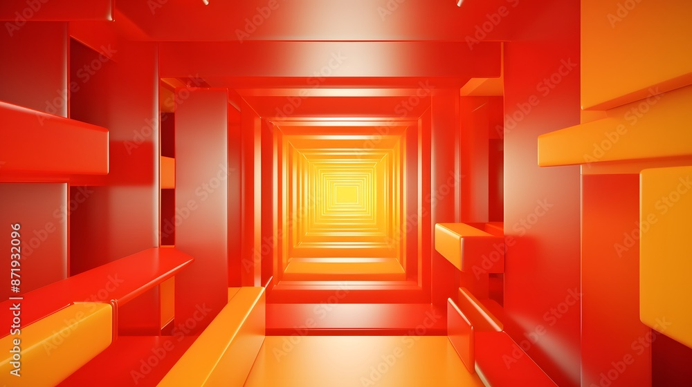 3d rendering of red and yellow abstract geometric background. Scene for advertising, technology, showcase, banner, game, sport, cosmetic, business, metaverse. Sci-Fi Illustration. Product display 3d rendering of red and yellow abstract geometric background. Scene for advertising, technology, showcase, banner, game, sport, cosmetic, business, metaverse. Sci-Fi Illustration. Product display