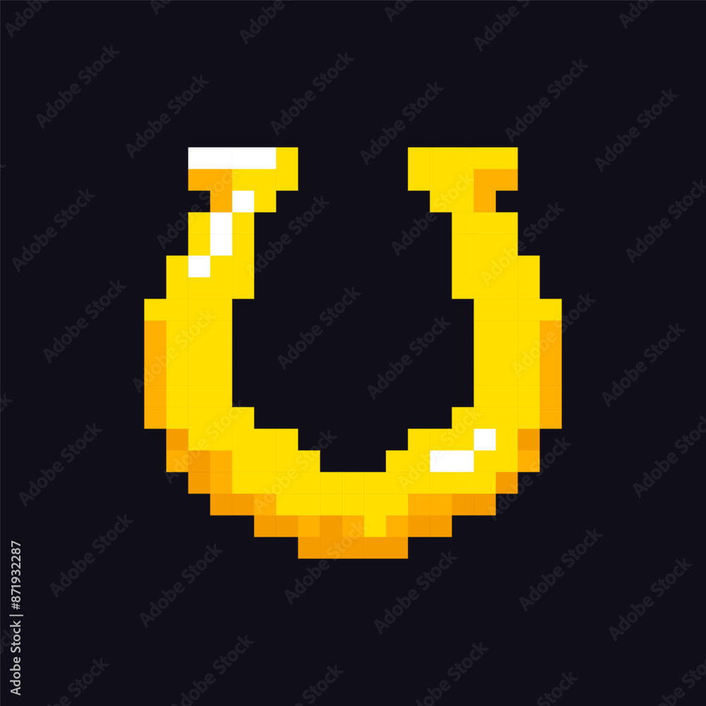 Horseshoe 8-bit icon, Horseshoe pixel item for game interface, Horseshoe game element resource. Horseshoe 8-bit icon, Horseshoe pixel item for game interface, Horseshoe game element resource.