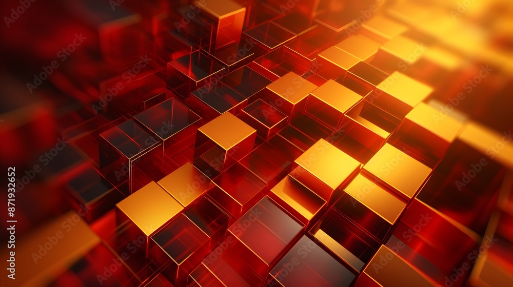 3d rendering of red and yellow abstract geometric background. Scene for advertising, technology, showcase, banner, game, sport, cosmetic, business, metaverse. Sci-Fi Illustration. Product display 3d rendering of red and yellow abstract geometric background. Scene for advertising, technology, showcase, banner, game, sport, cosmetic, business, metaverse. Sci-Fi Illustration. Product display