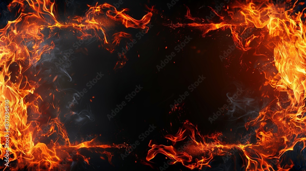 A closeup depiction of a flame set against a dark background, copy space A closeup depiction of a flame set against a dark background, copy space